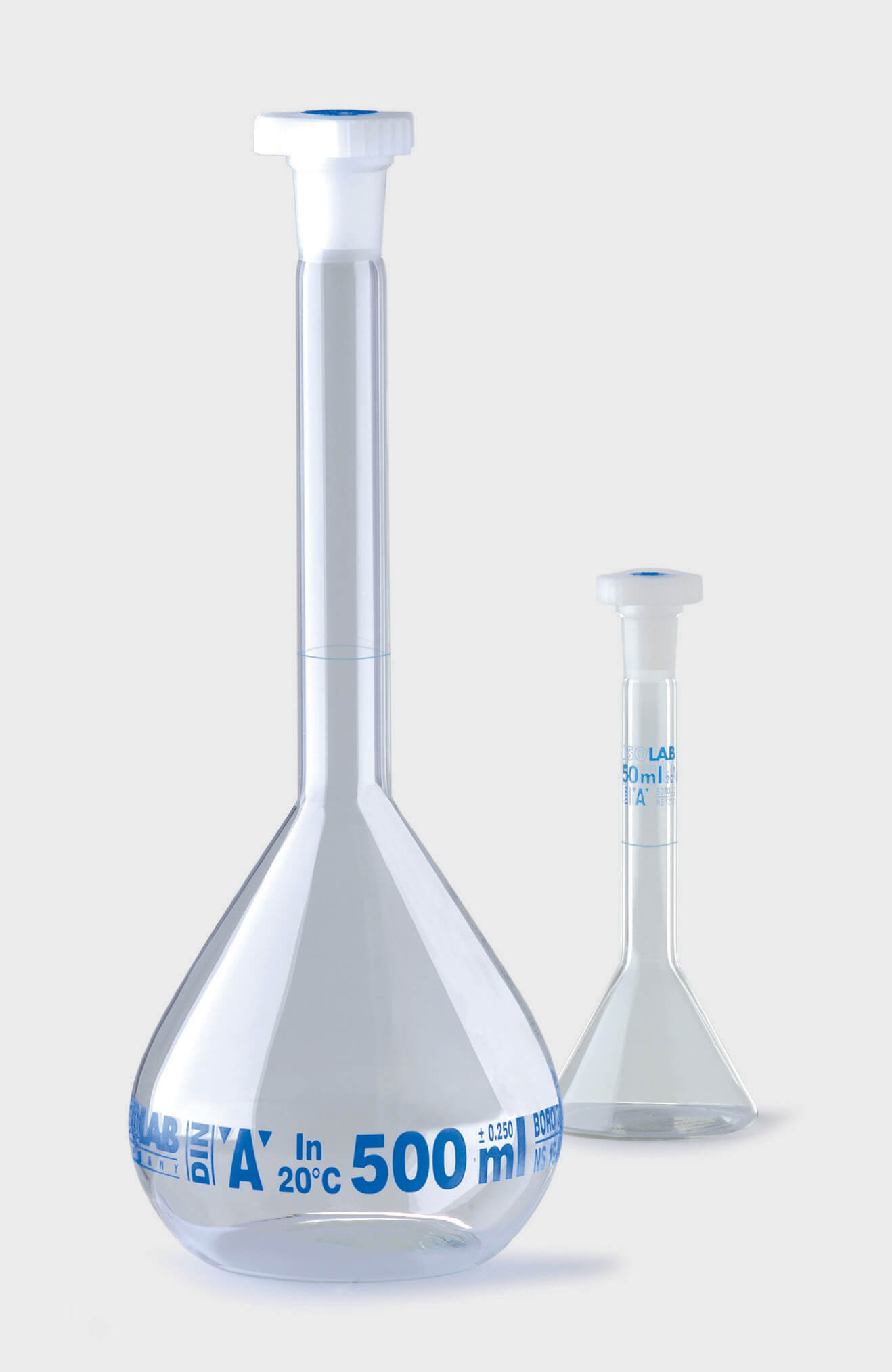 Bình định mức vạch xanh, nút nhựa, Class A