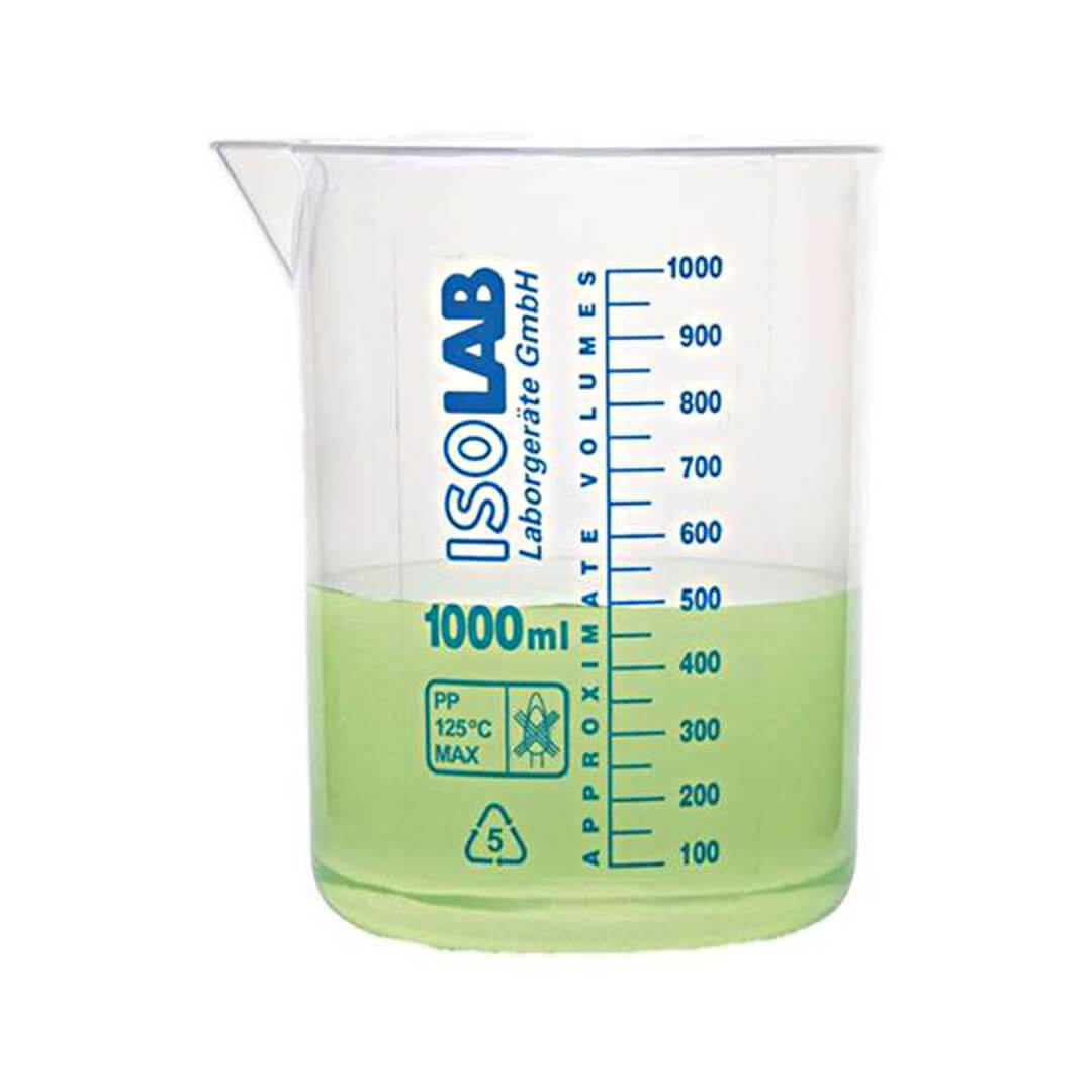 Cốc nhựa, vạch xanh, có mỏ - Isolab