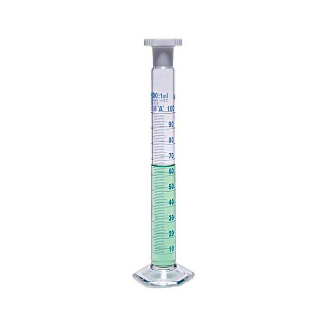 Ống đong, cổ nhám, vạch xanh, nút nhựa PE
