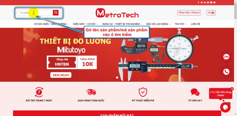 Tìm sản phẩm trên Website