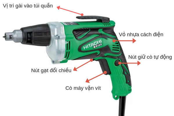 Cấu tạo máy khoan bắn vít sử dụng điện