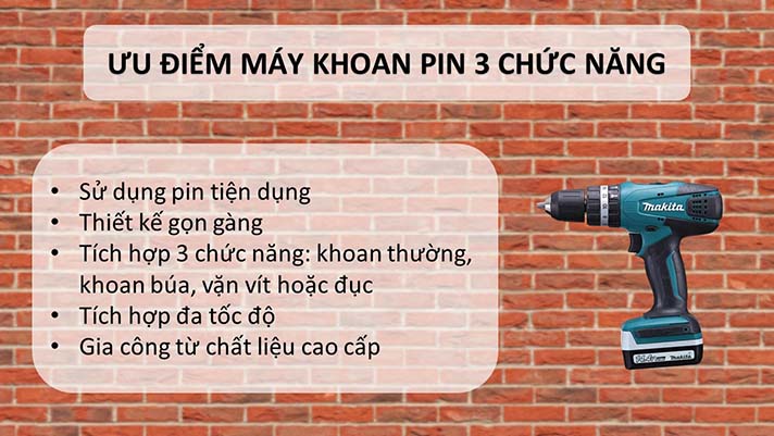 Máy khoan pin 3 chức năng