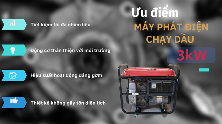 Ưu điểm của máy phát điện chạy dầu 3kW
