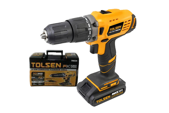 Máy khoan Pin 20V (công nghiệp) có búa Tolsen 79034