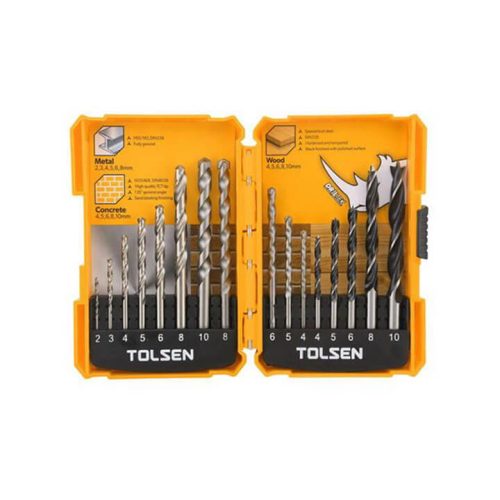Bộ 16 mũi khoan gỗ - tường - sắt - Tolsen - 75628